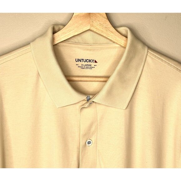 Untuckit Mens Polo Shirt Damaschino 35510 Wrinkle-Free 100% Cotton Tan X-Large - Picture 3 of 12